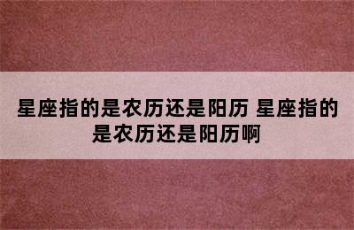 星座指的是农历还是阳历 星座指的是农历还是阳历啊